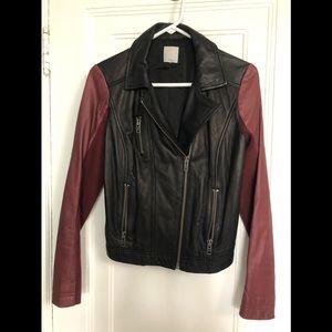 Halogen black & oxblood leather jacket. Size small
